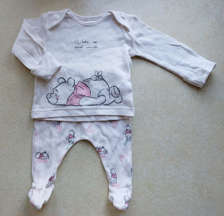Kubuś Puchatek komplet dla noworodka bluzka i półśpiochy wyprawka 56