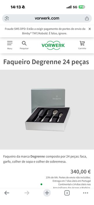 Faqueiro degrenne novo