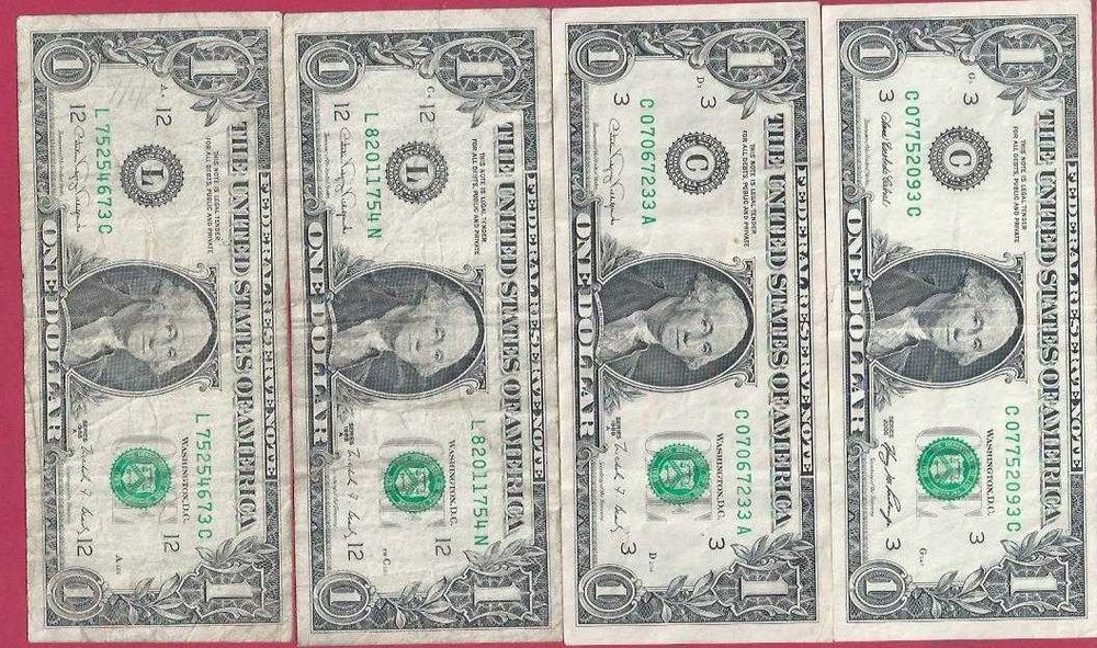 NOTAS DOS E.U.AMERICA 4 DE 1 DOLAR ANTIGAS