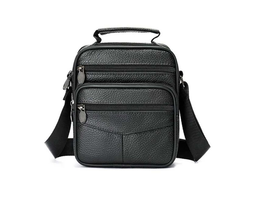 Torba męska skórzana listonoszka czarna skóra naturalna pojemna