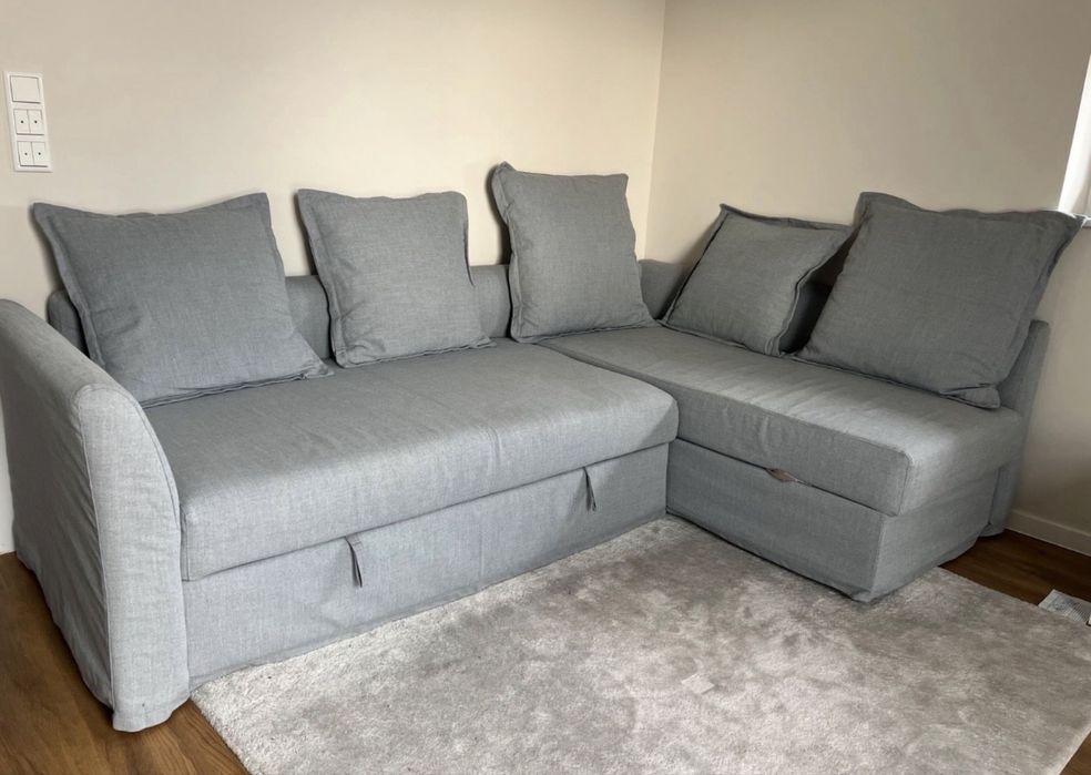 Fajny narożnik sofa Ikea Holmsund funkcja spania pojemnik dowóz wysyłk