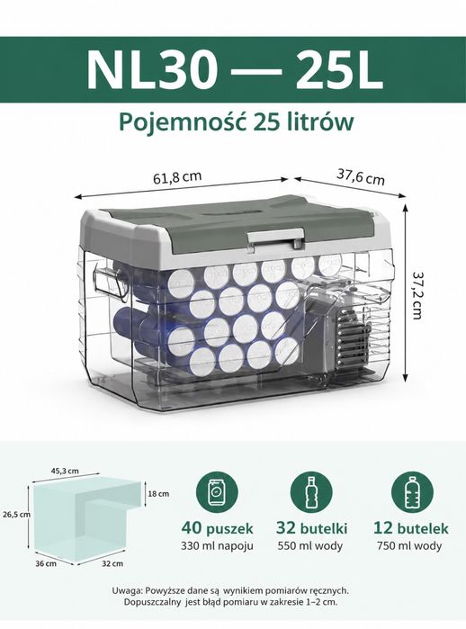 Lodówka kompresorowa Alpicool NL30 -20*C 25L,Bluetooth,turystyczna,samochodowa.