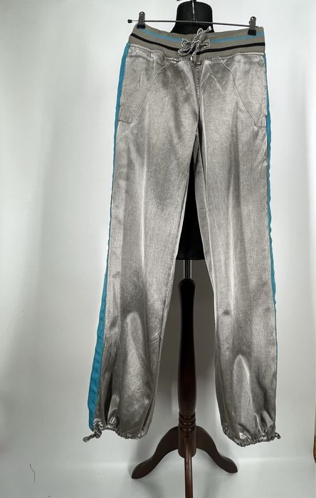 Srebrno szare spodnie z lampasami szerkoie nogawki unisex