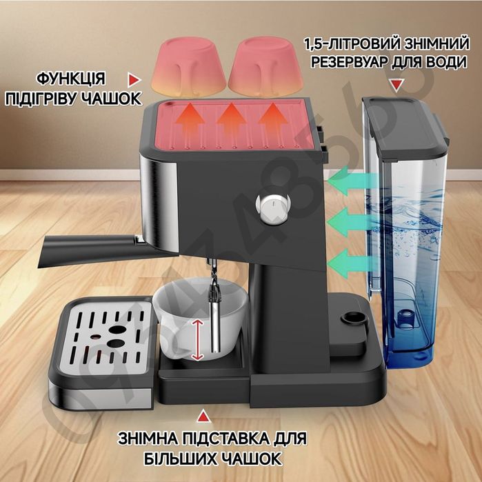 Кавоварка еспресомашина рожкова IAGREEA 3050 20 Бар 1050 Вт Кавомашина