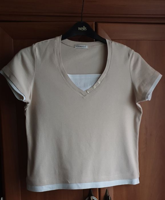 Bawełniana bluzka ze wstawkami- wymiary w opisie