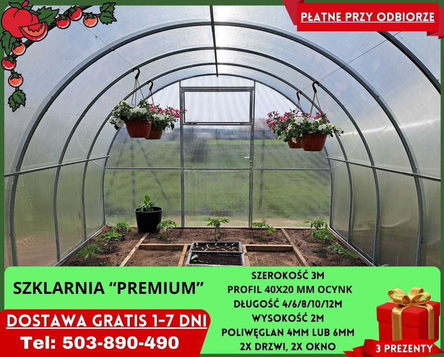 Szklarnia Ogrodowa 3x4m poliwęglan 4/6 mm Sprzedam Gratisy Jarocin