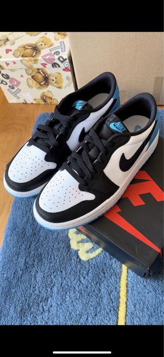 jordan 1 retro low og black dark powder blue.