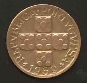 Moeda XX centavos bronze - Portugal - 1959
