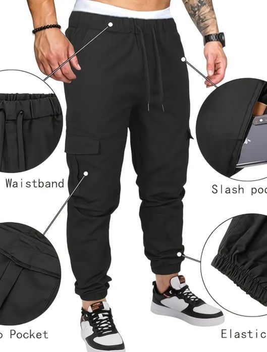 Чоловічі повсякденні штани-джогери з багатьма кишенями, вільного крою