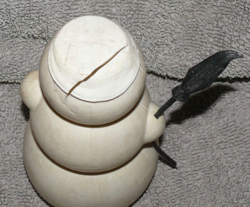 26 см. Большой Старый Снеговик. Игрушка на Новый Год. Твёрдый Пластик