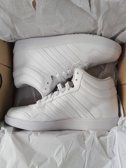 Білі кросівки, кеди adidas hoops 4.0 mid w