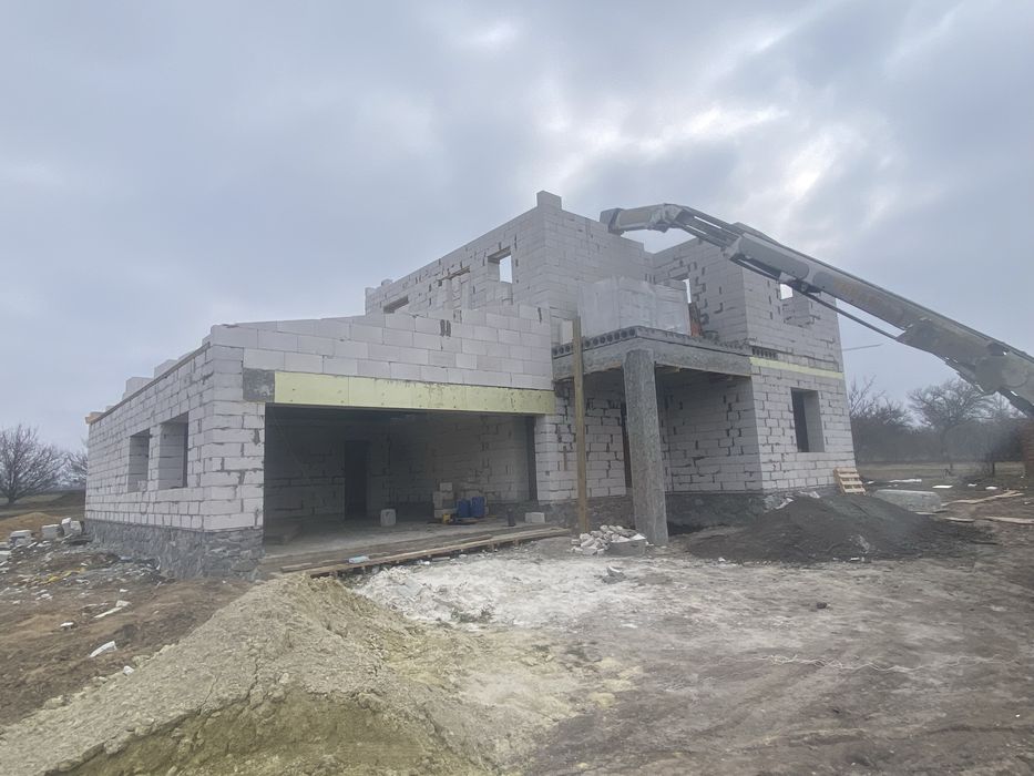 Монолітні роботи, бетон, фундамент, бут, опорні стіни колони армопояс.