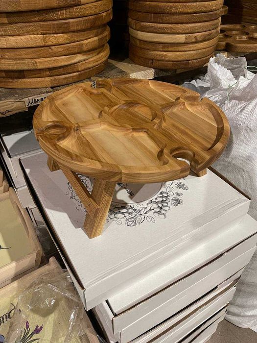 Менажниця стіл [дерево/дубова] на 4 бокали 35см