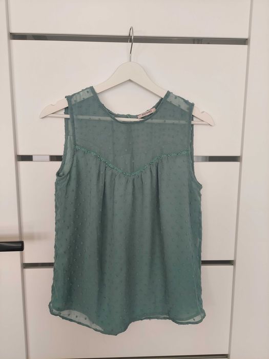 Damska bluzka koszulowa jasna zieleń / mięta elegancka Orsay 36