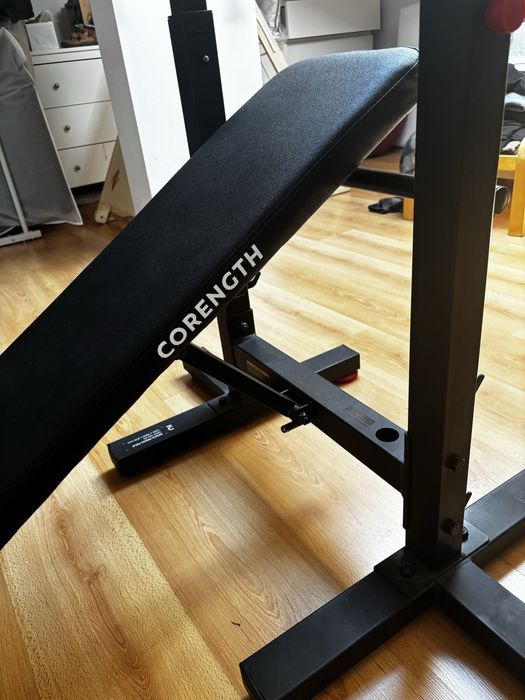 Banco de Musculação Supino Plano, Inclinável, com Suportes de Barra Dobráveis
