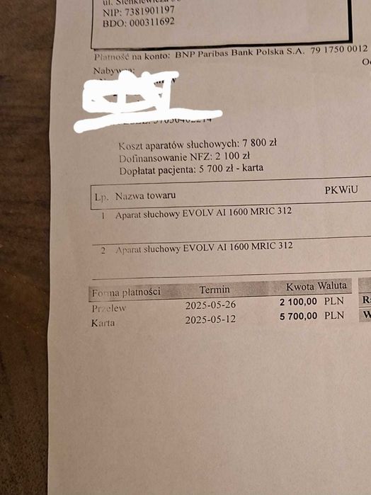 Aparat słuchowy na gwarancji