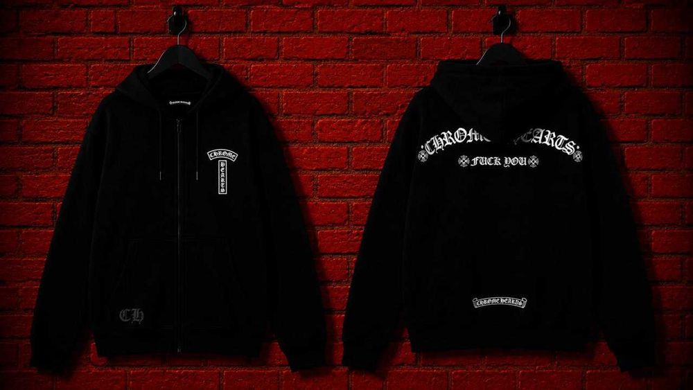 ‼️SALE‼️ Зіп худі Chrome Hearts зіпка хром хартс кофта з капюшоном чорна