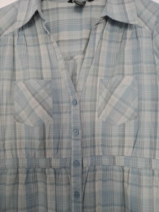 koszula ciążowa kratka błękitna