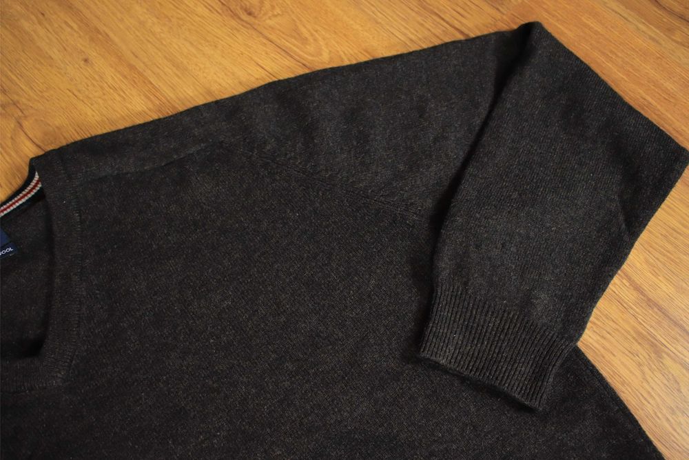 Sweter Blue Harbour r. XL szary męski dekolt V wełniany
