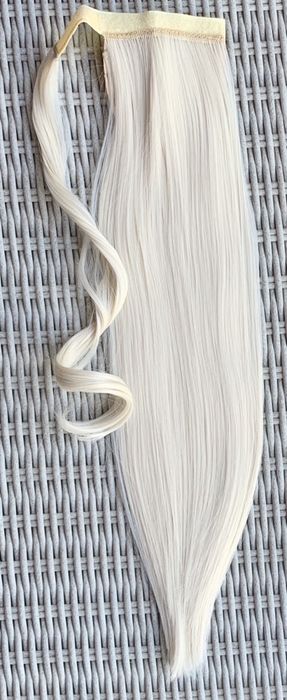 Premium Ultra włosy doczepiane, platynowy blond, kucyk, treska 253.