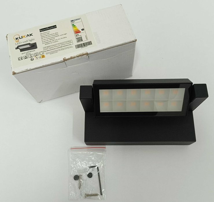 zewnętrzna Lampa ścienna LED Kinkiet czarny KUKAK KY14