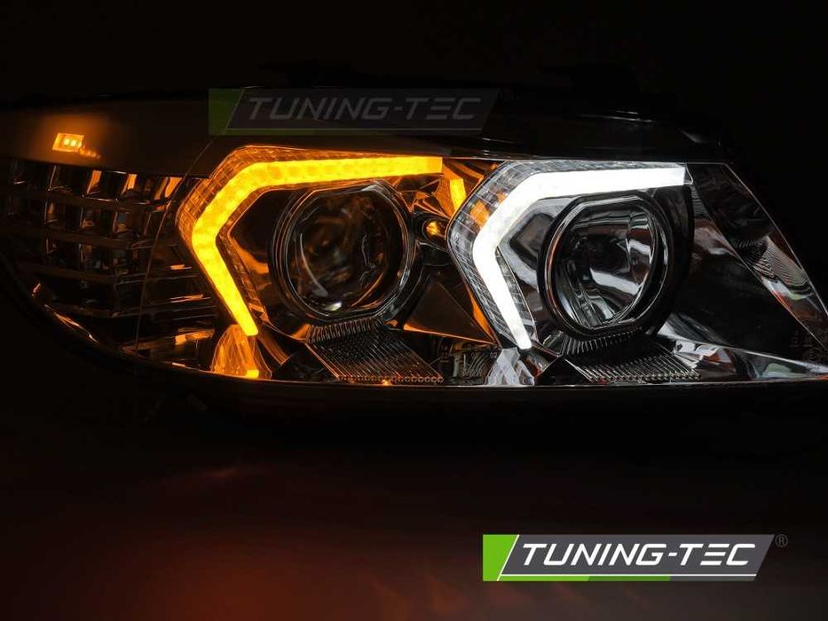 Lampy przednie przód BMW E90 E91 05-11 RINGI LED U-BAR NEON BLACK NOWE