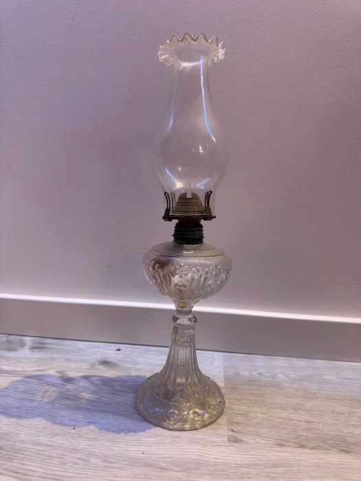 Candeia / Lâmpada de Petróleo Vintage em Vidro e Latão (44 cm)