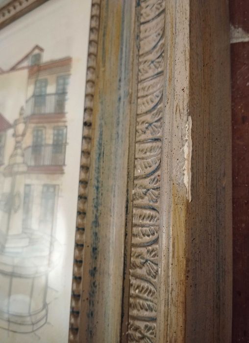 Aguarela, quadro, moldura, decô, art