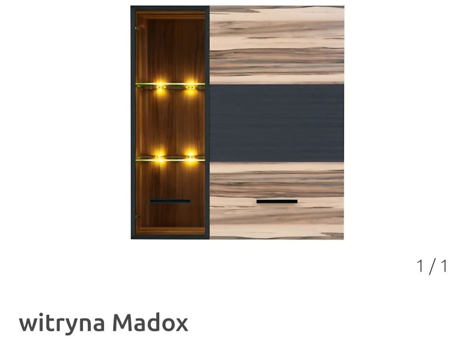 Witryna wiszaca Madox Black Red White z led