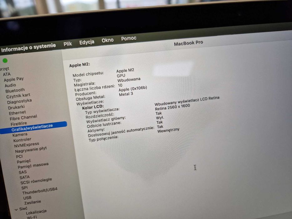 Macbook PRO 13 2022 M2/ 8GB DDR5/ 256GB/ Space Gray/ 37 cykli/ Grad A-