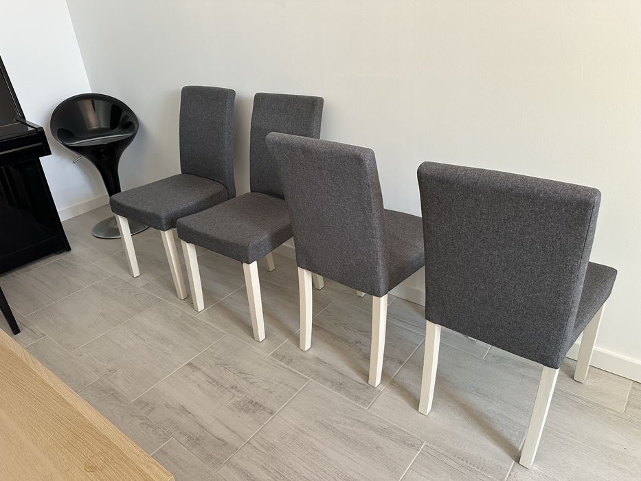 Conjunto de 4 Cadeiras de Sala / Jantar – Cinzento e Branco