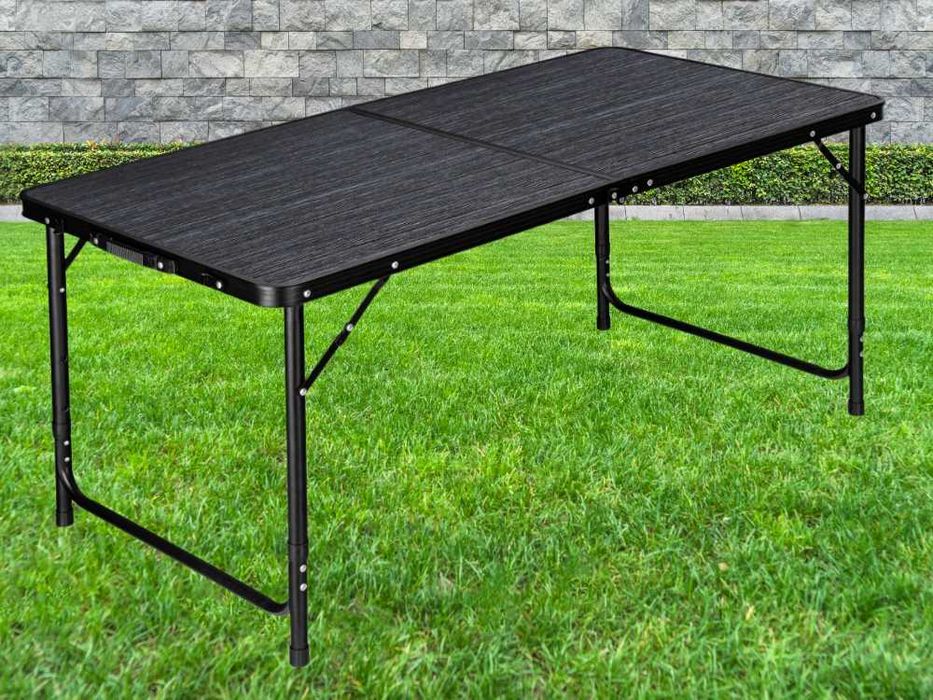 Stół Turystyczny Kempingowy Aluminiowy Składany Walizka Czarny 120x60