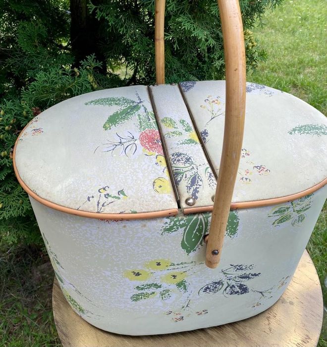 Kufer pojemnik skrzynka  vintage bambus