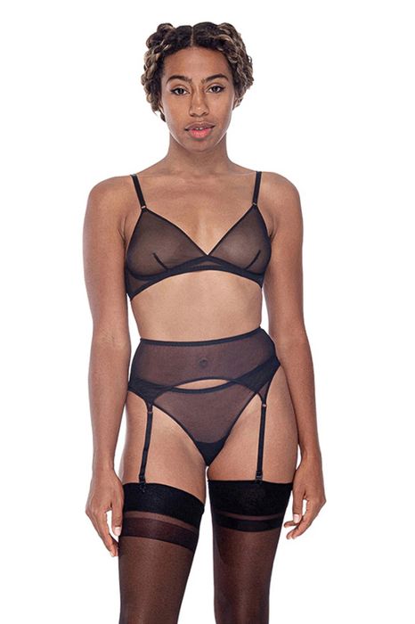 Zhilyova пояс для панчох чорний, black garter belt, xs