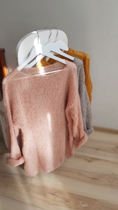 Sweterek handmade alpaka z jedwabiem