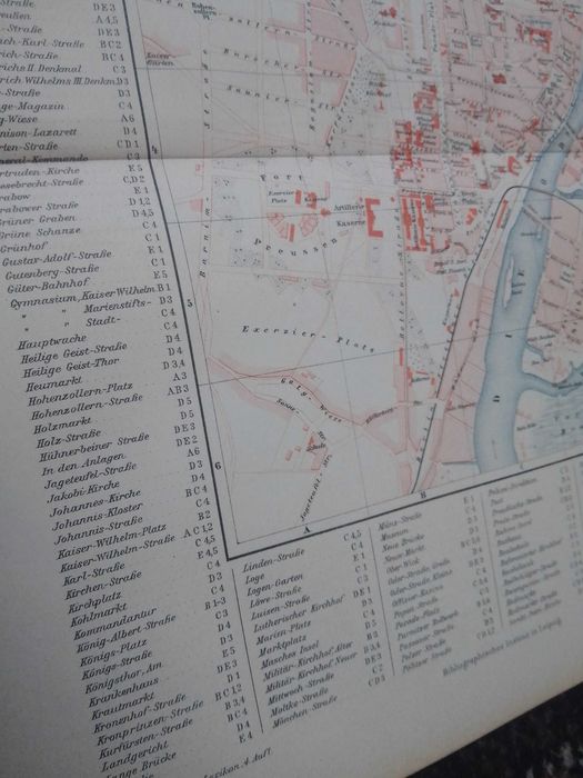 Szczecin  oryginalny XIX w. plan miasta z indeksem ulic do aranżacji