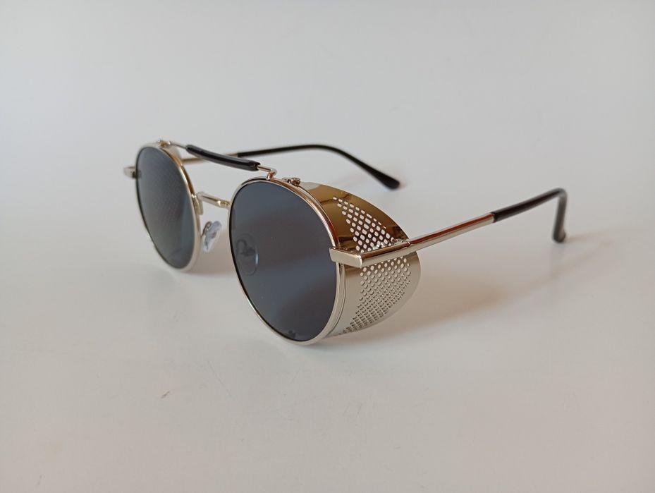 nowe metalowe okulary przeciwsłoneczne, styl steampunk, cyber, unisex