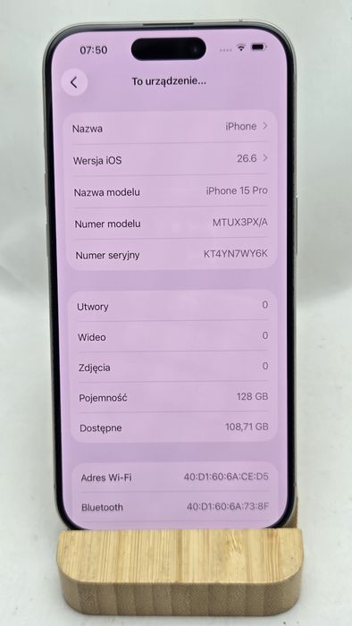 Telefon iPhone 15 Pro 128GB stan idealny bateria 89% bez ryski