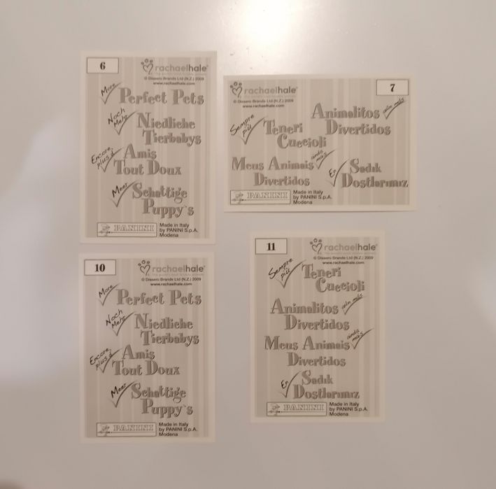 Conjunto de 4 cromos Meus Animais Divertidos, edição 2009 Panini