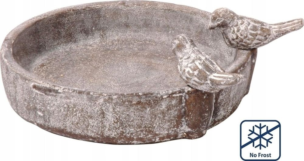Poidło dla ptaków dobar cementowe kamiennoszare z ptakami 24.5x24.5x5.5cm
