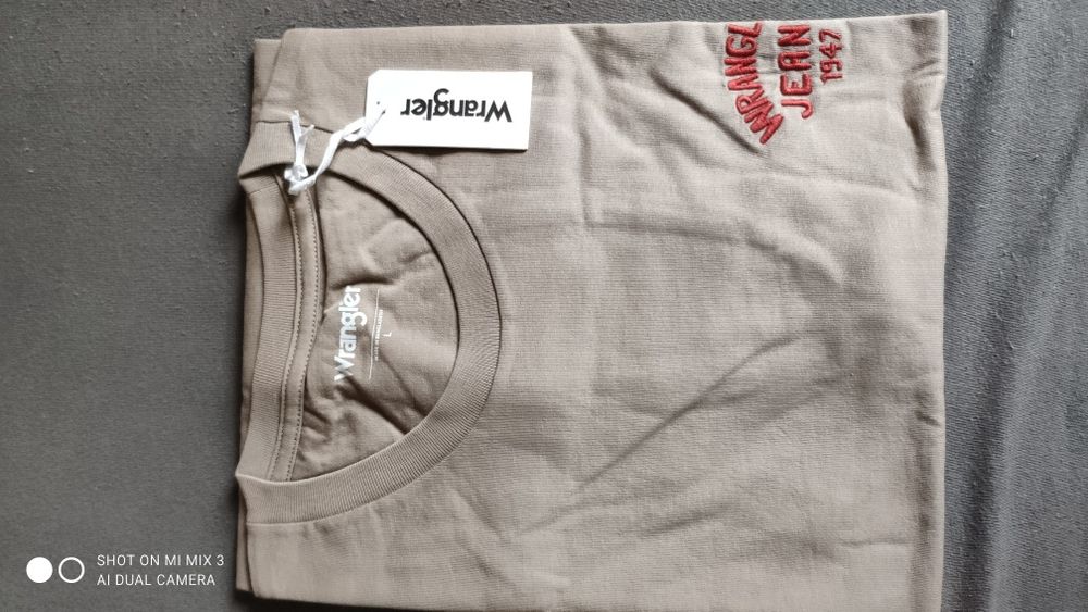 Wrangler jasnobrązowy kawa z mlekiem t-shirt rozm L