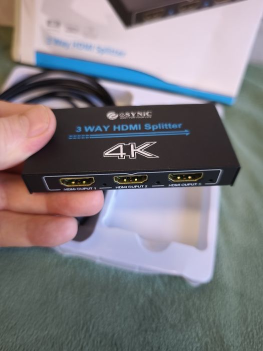 eSynic Splitter HDMI 1 entrada 3 saídas distribuidor HDMI 4K 30HZ 15,5 mm caixa de metal Plug and Play distribuidor HDCP 1.4