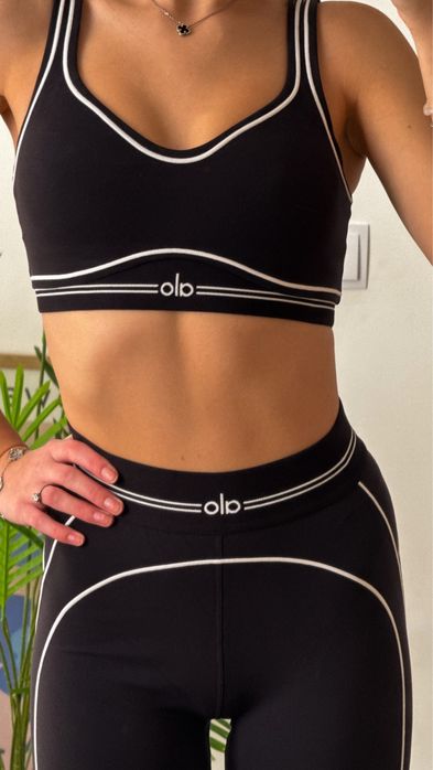 Комплект Alo Yoga Airbrush (ОРИГІНАЛ) топ і легінси black white