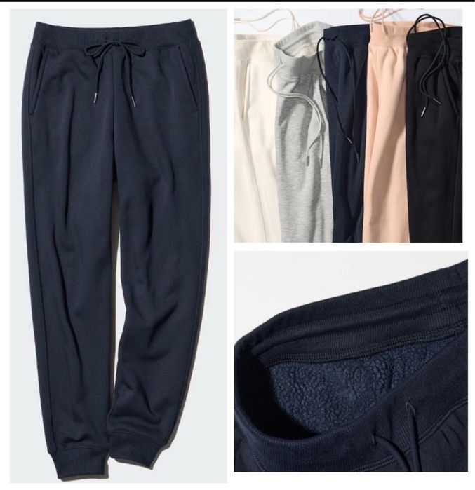 Штаны Uniqlo шерпа, теплые джоггеры зимние мех, теплi штани синій С