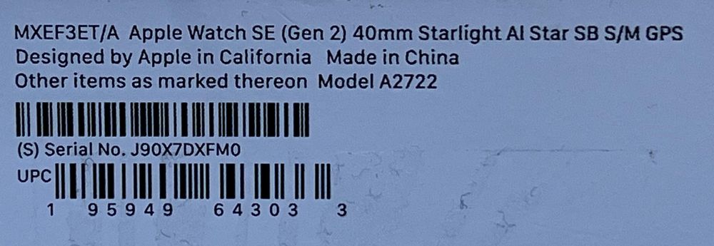 OUTLET Apple Watch SE 2gen Księżycowa S/M FV23 Bat 100%