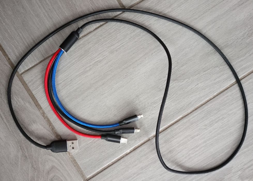 Kabel 3 w 1 USB - USB C / Lightning / USB Micro 1,2m