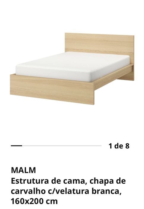 Cama Casal Malm 160*200 Cor Carvalho