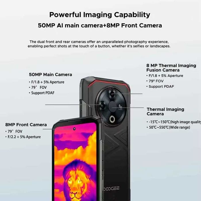 Doogee Fire 6 16GB(6+10)/256GB IP69K 1.6GHz Cam Termica