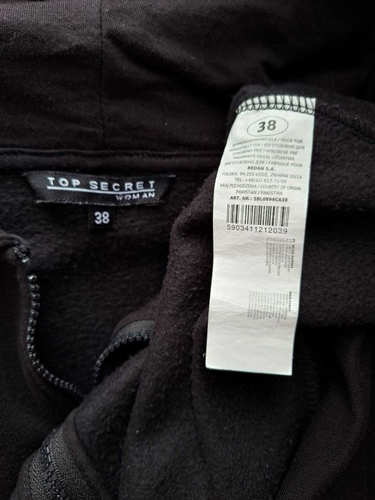 Długa, grubsza bluza z kapturem, 65 % bawełna, Top Secret, r. M/XL