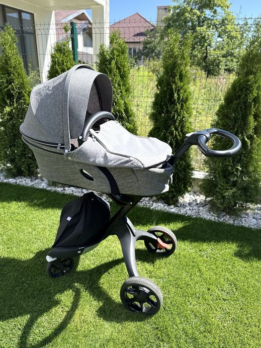 коляска Stokke Xplory V6 меланж cybex з чорною ручкою 2 в 1